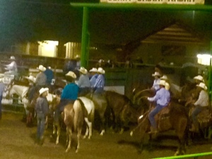 Cowboys Waiting for the Team Roping Event at the Rodeo