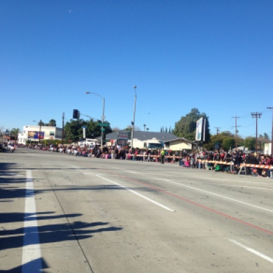 The parade route just a few minutes before the floats come. This is close to the end of the route.